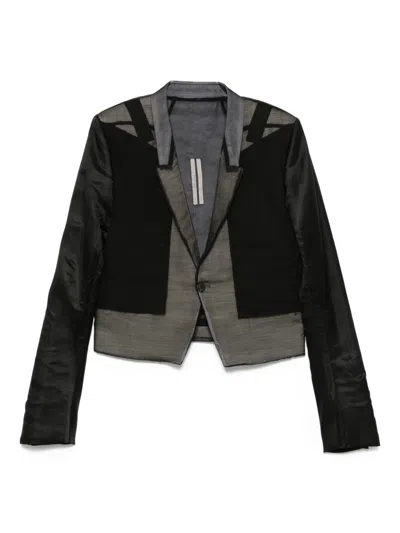 Rick Owens Silk Panelled Jacket In Black