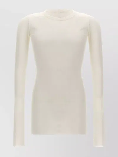 Rick Owens Silk Ribbed Long-sleeve T-shirt In Neutral