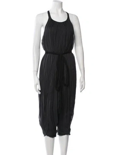 Pre-owned Rick Owens Silk Scoop Neck Jumpsuit In Black