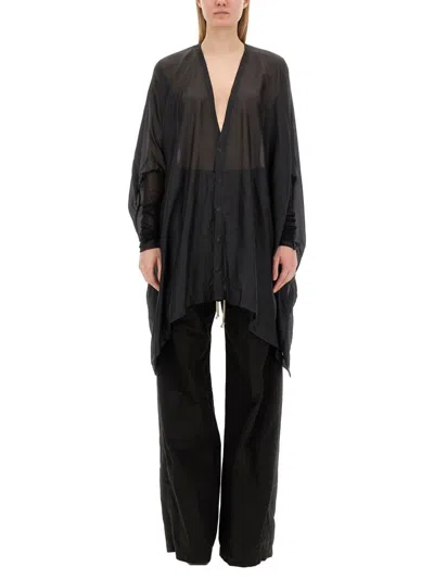 Rick Owens Silk Shirt In Black