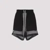 Rick Owens Layered Silk Bermudas With Sheer Panels In Black