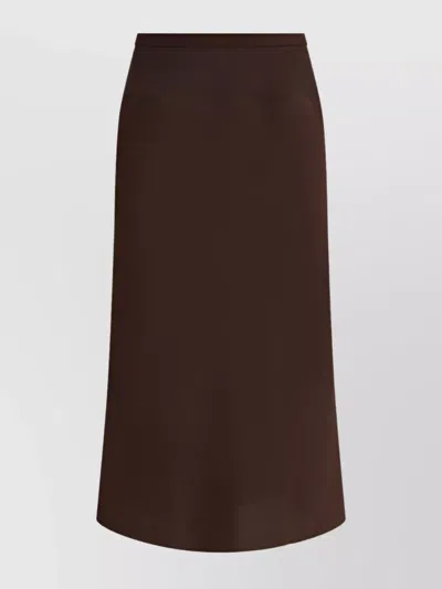 Rick Owens Silk Skirt Midi Fluid Raw-cut In Mahogany