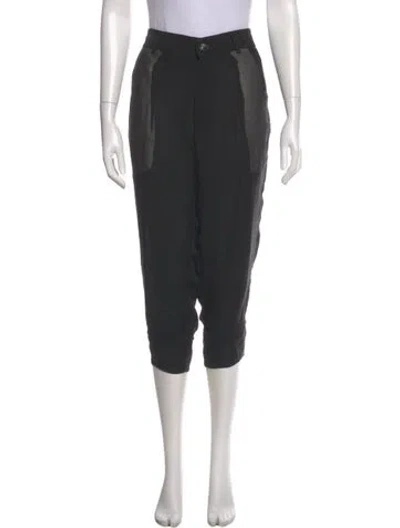 Pre-owned Rick Owens Silk Straight Leg Pants In Black