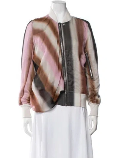 Pre-owned Rick Owens Silk Striped Bomber Jacket In Neutrals