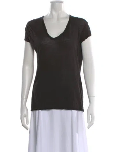 Pre-owned Rick Owens Silk V-neck T-shirt In Black