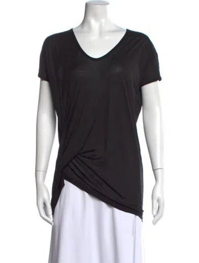Pre-owned Rick Owens Silk V-neck T-shirt In Black
