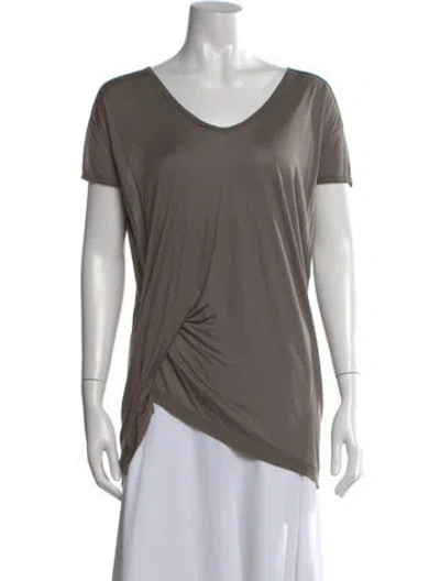 Pre-owned Rick Owens Silk V-neck T-shirt In Gray