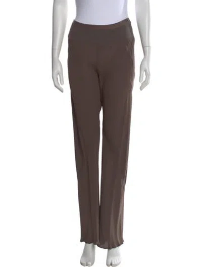 Pre-owned Rick Owens Silk Wide Leg Pants In Brown