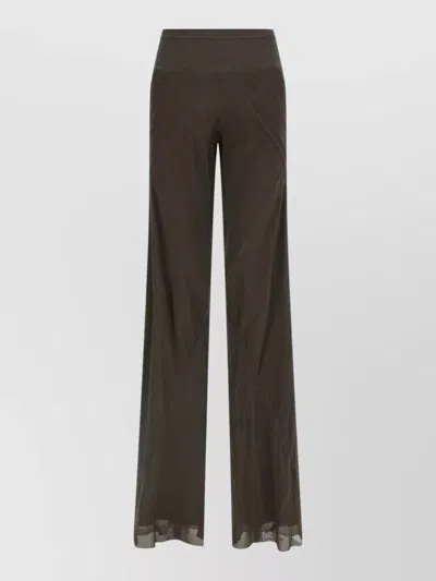 Rick Owens Wide Leg Trousers Bias Cut Seam Detailing In Brown