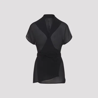 Rick Owens Silk Wrap Top In Black