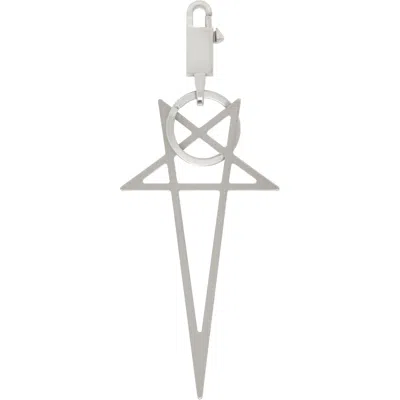 Rick Owens Silver Big Pentagram Keychain In Metallic