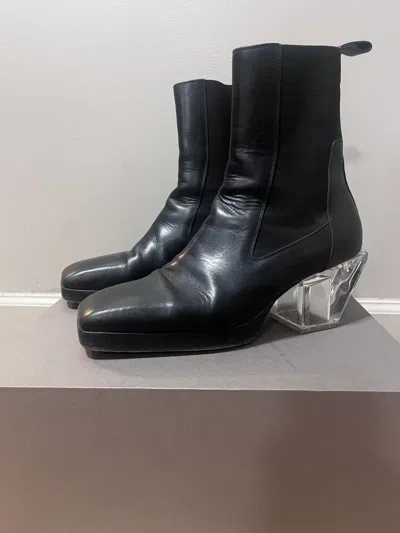 Pre-owned Rick Owens “silver” Boots - Black / Clear Heel Shoes