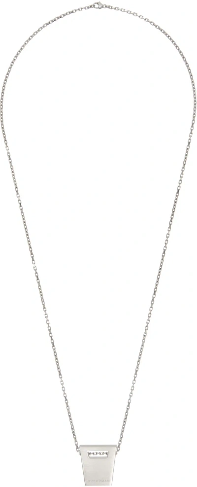 Rick Owens Silver Dogtag Necklace In 128 Palladio