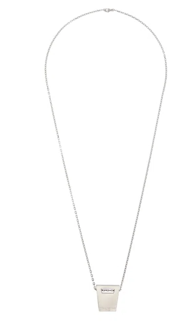 Rick Owens Silver Hollywood Dog Tag Necklace In 128 Palladio