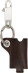 Rick Owens Silver Hollywood Mini Lighter Holder Keychain In 14 Mahogany