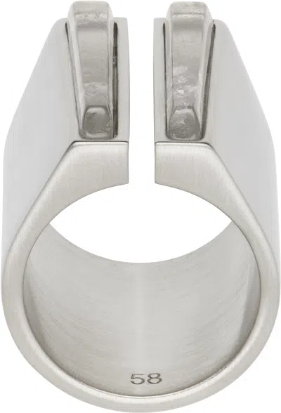 Rick Owens Silver Hollywood Open Beveled Crystal Ring In 128 Palladio