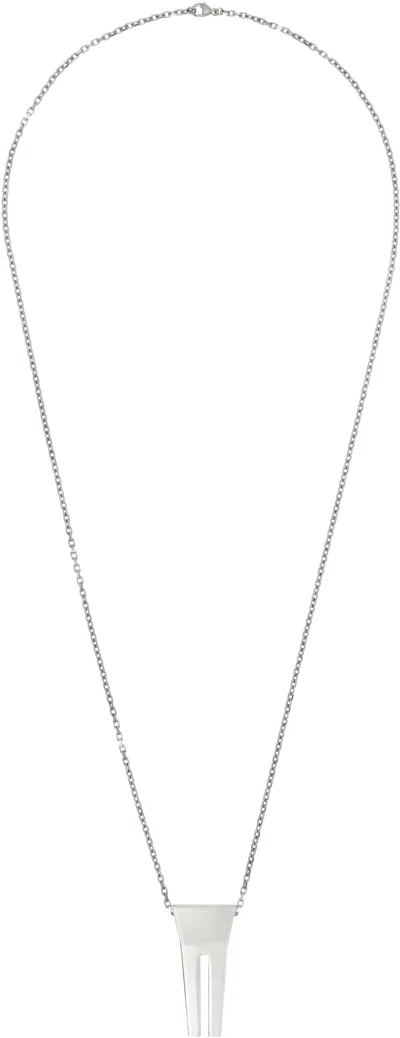 Rick Owens Silver Hollywood Open Trunk Necklace In Metallic