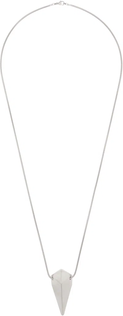 Rick Owens Silver Hollywood Pyramid Charm Necklace In 128 Palladio