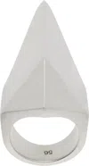 Rick Owens Silver Hollywood Pyramid Ring In 128 Palladio