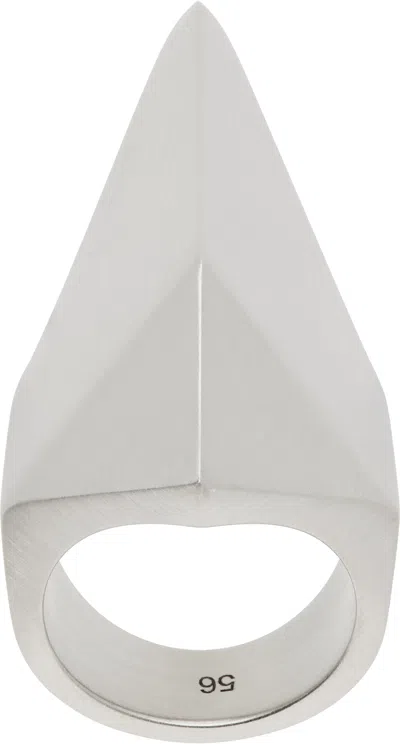 Rick Owens Silver Hollywood Pyramid Ring In 128 Palladio