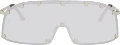 Rick Owens Silver Hollywood Shielding Sunglasses In 1818 Silver/silver