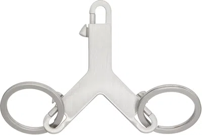 Rick Owens Silver Hollywood Small Cerberus Keychain In 128 Palladio