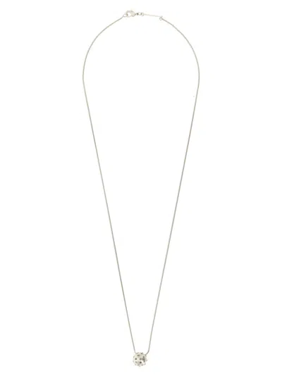 Rick Owens Crystal Orb Pendant Necklace In Silver