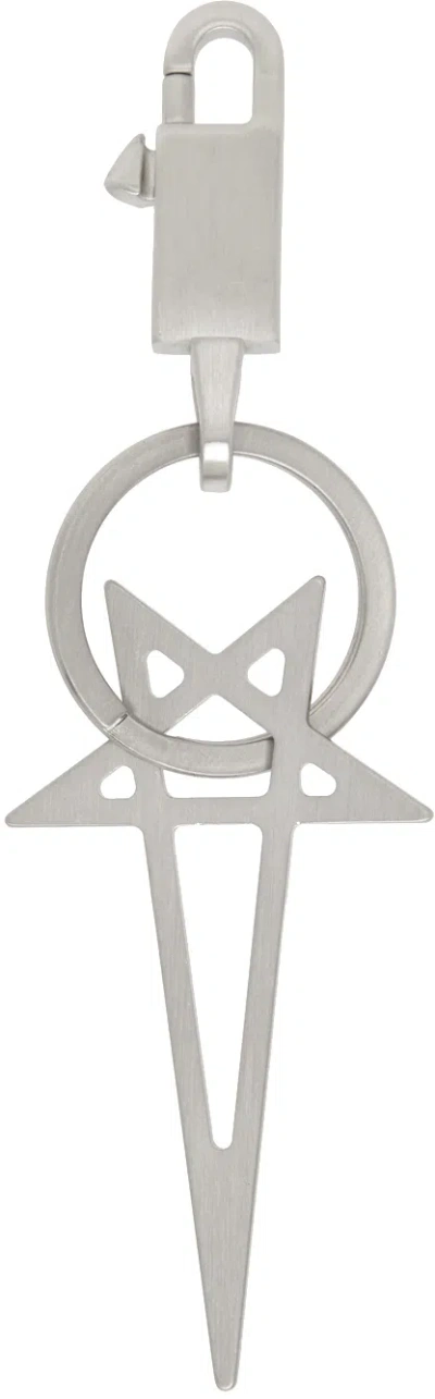 Rick Owens Silver Pentagram Keychain In 128 Palladio