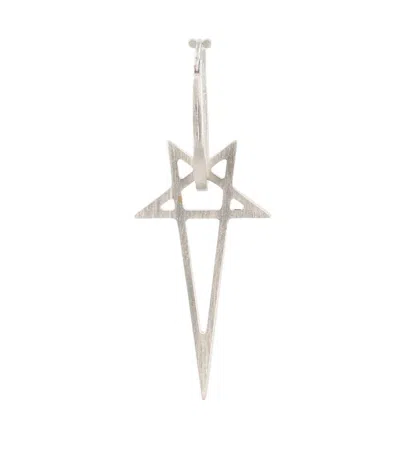 Rick Owens Silver Pentagram Single Dangler Earring In Metallic