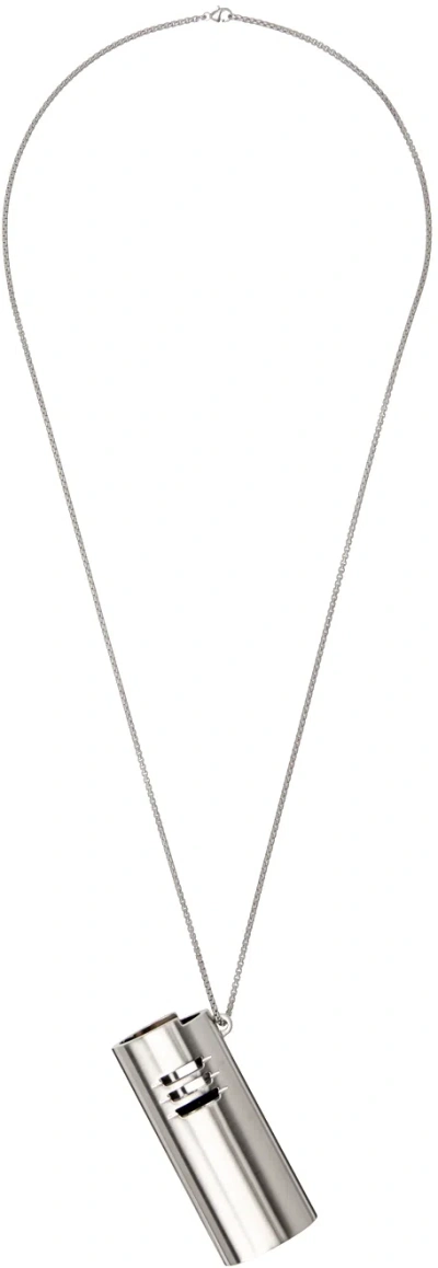 Rick Owens Silver Porterville Lighter Holder Charm Necklace In Metallic