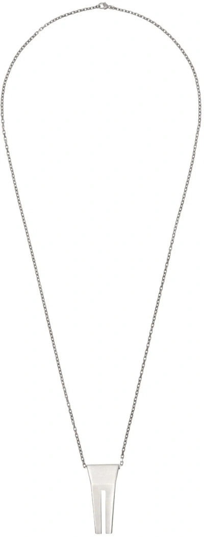 Rick Owens Silver Porterville Trunk Charm Necklace In 128 Palladium