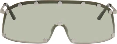 Rick Owens Silver Shielding Sunglasses In Green