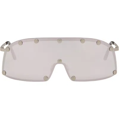 Rick Owens Silver Shielding Sunglasses In 1818 Silver/silver