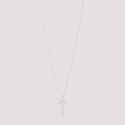 Rick Owens Silver Star Pendant Necklace In Metallic