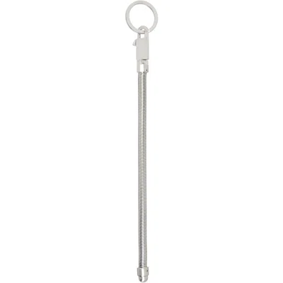 Rick Owens Silver Temple Snake Keychain In Metallic