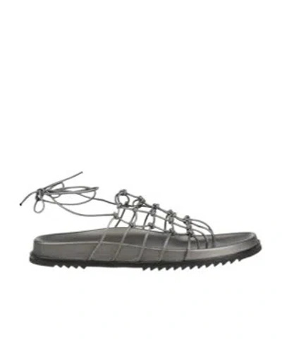 Rick Owens Simple Leather Strap Sandals In Gray