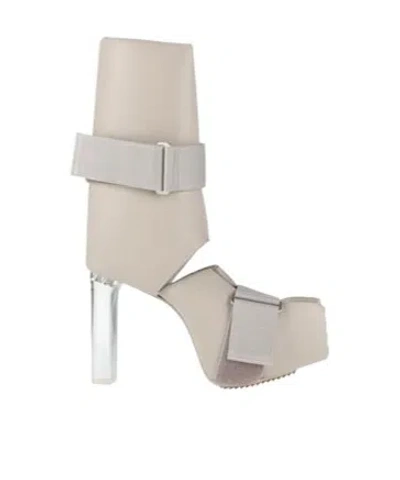 Rick Owens Simple Platform Leather Boots In Nude
