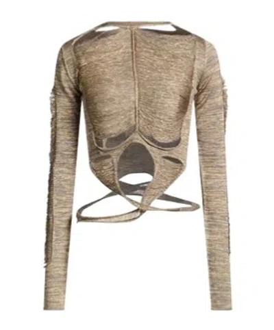 Rick Owens Simple Solid-color Metallic Knitted Sweater In Brown