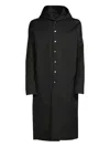 Rick Owens Single-breasted Hooded Coat In Black