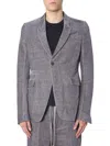 Rick Owens Textured Grey Velvet Single-breasted Jacket In Gray