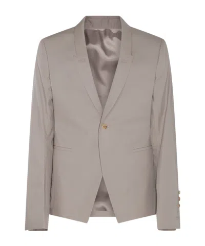 Rick Owens Single-breasted Poplin Blazer In Gray