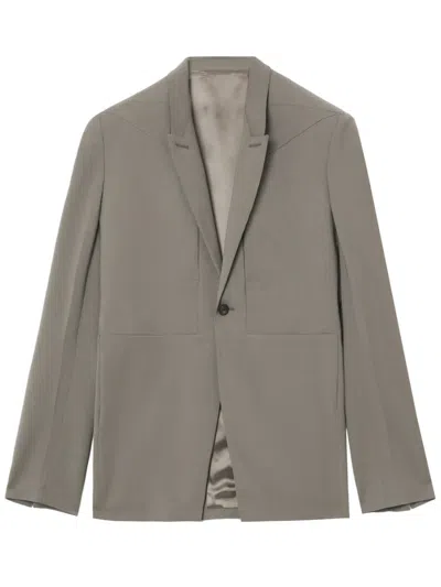 Rick Owens Single-breasted Virgin Wool Blazer In Grey