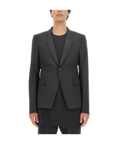 Rick Owens Single-breasted Virgin Wool Blend Blazer In Black