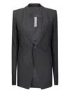 Rick Owens Tailored Jacket With Notched Lapel And Back Vent In Black