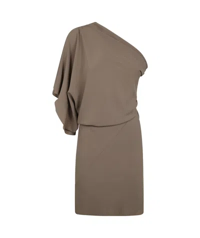 Rick Owens Single-sleeve Mini Dress In Brown