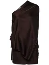 Rick Owens Draped Collar One-shoulder Top In Brown