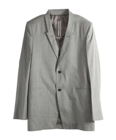 Rick Owens Peak Lapel Single-breasted Wool Blazer In Gray
