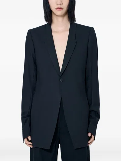 Rick Owens Single-breasted Buttoned Blazer In Black