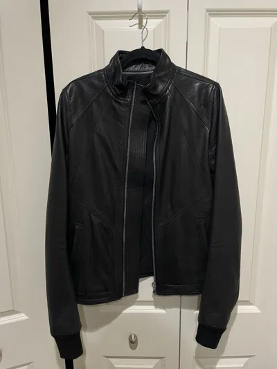 Pre-owned Rick Owens Sisyphus Intarsia Leather Jacket In Black