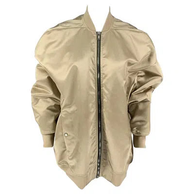 Pre-owned Rick Owens Size 4 Shiny Sage Natural Jumbo Peter Flight Jacket In Sand